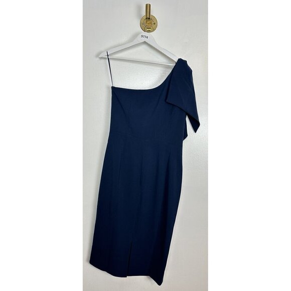 DRESS THE POPULATION Tiffany One-Shoulder Midi Dress in Midnight Size X-Large - Picture 8 of 12